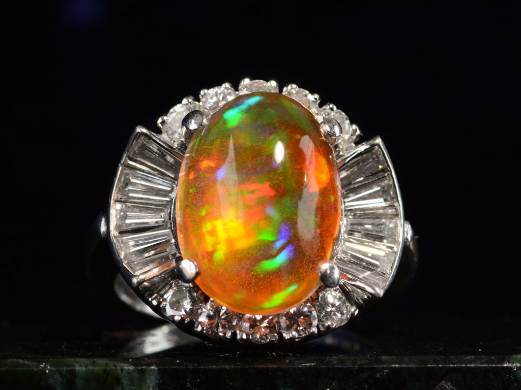 Mexican Fire Opal Ring Sterling Silver Size 10