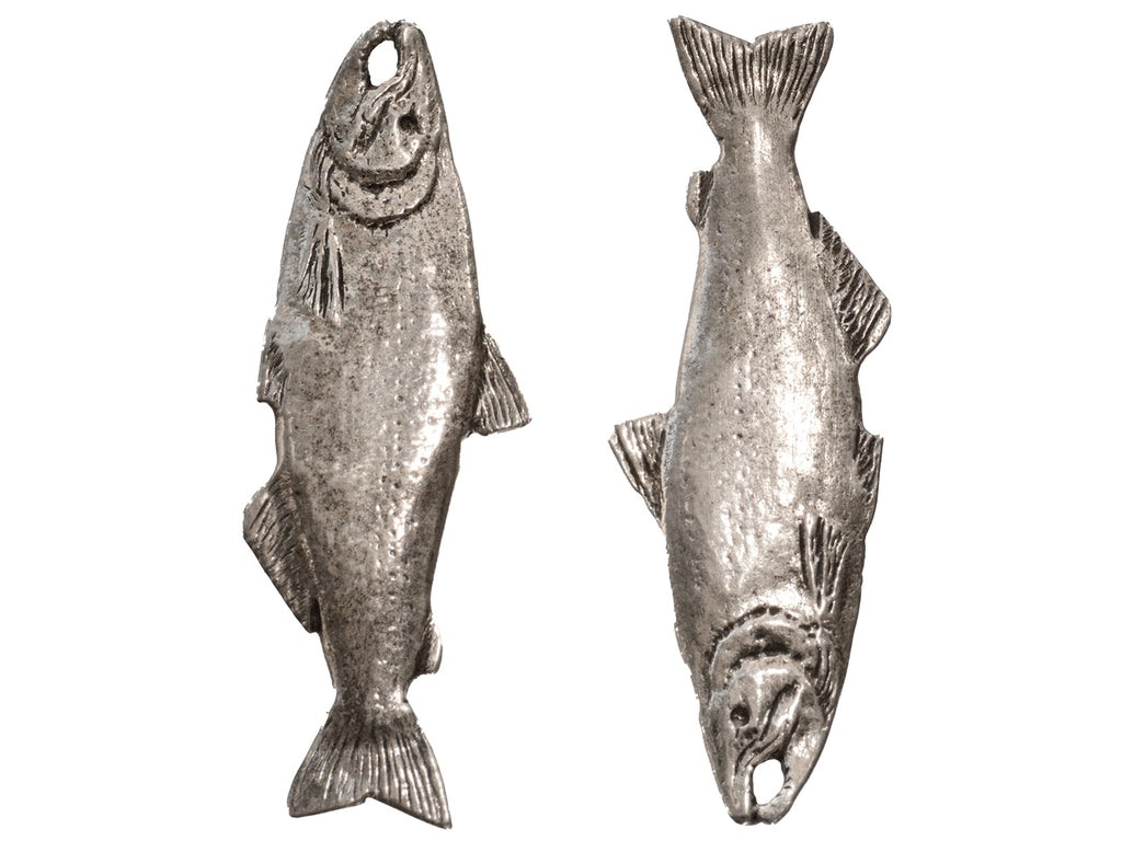 1980s Sterling Silver Fish Earrings (on white background)