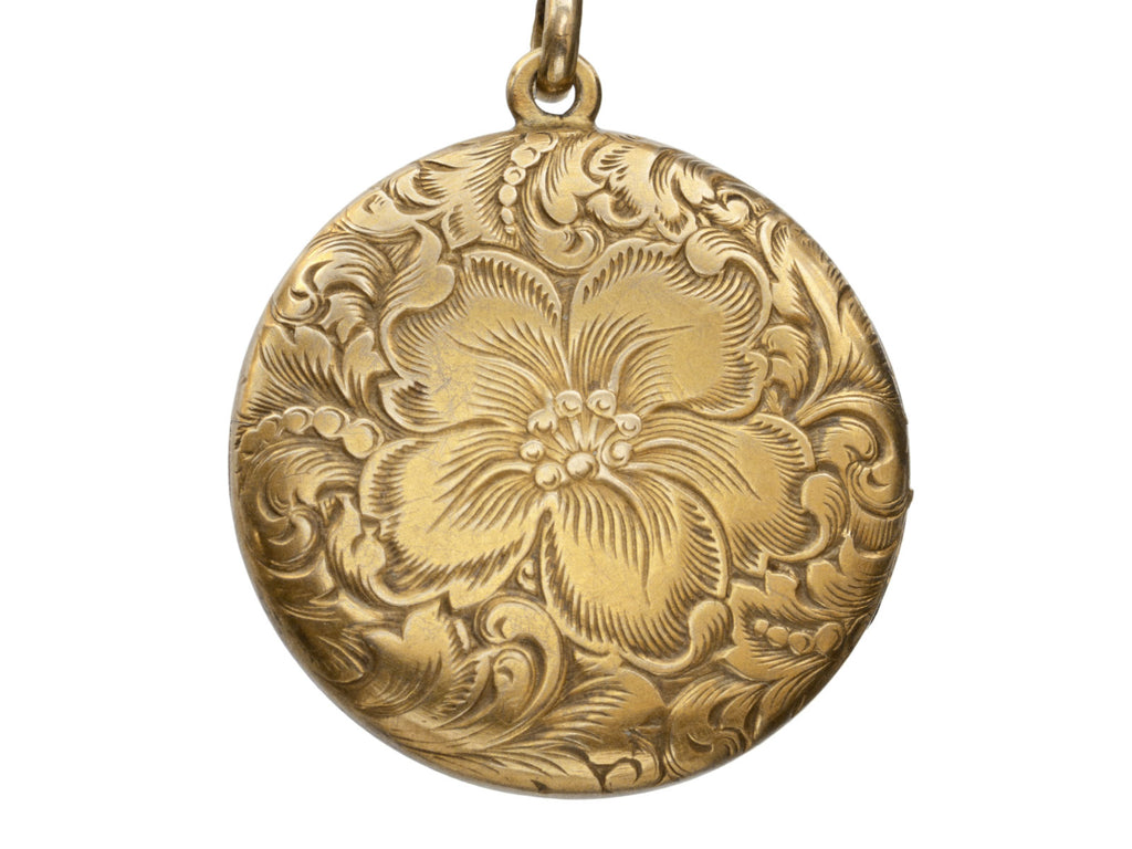c1900 Floral Gold Locket (on white background)