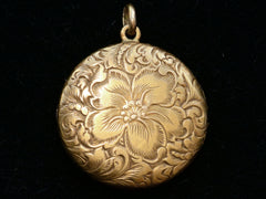 c1900 Floral Gold Locket (on black background)