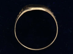 thumbnail of Profile view of 1900's Men's Floral Rosy Gold Signet Ring (on black background)