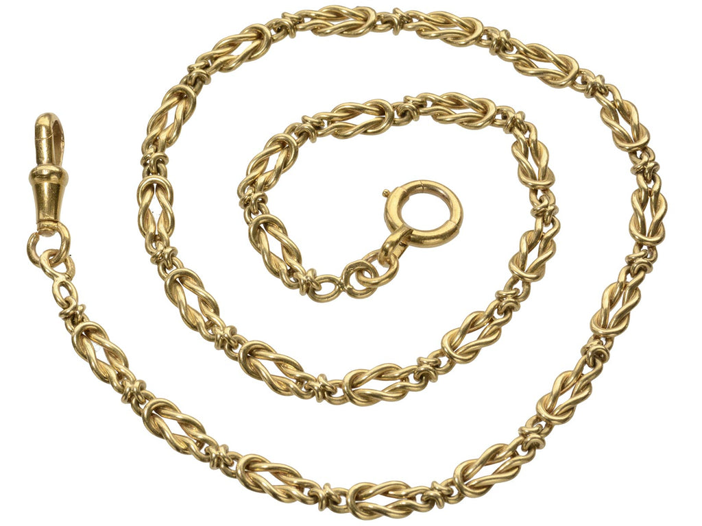 c1910 French 18K Chain (shown spiraled on white background)