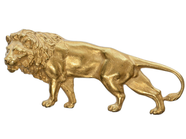 c1890 French Yellow Gold Lion Brooch (on white background)