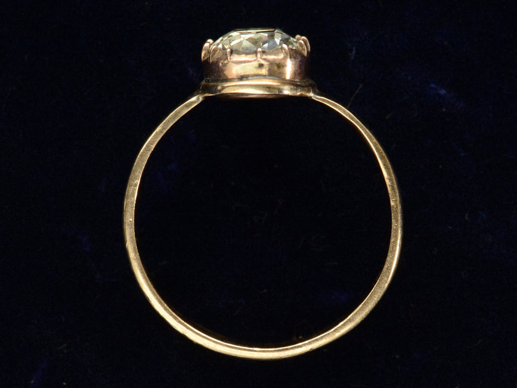 c1800 Georgian Beryl and Rose Gold Ring (side profile shown on black background)