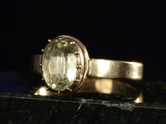 thumbnail of c1800 Georgian Beryl and Rose Gold Ring (side angle view on black background)