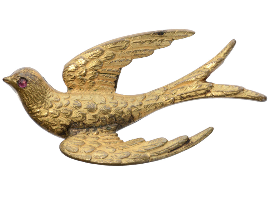 c1890 Gilt Swallow Brooch (on white background)