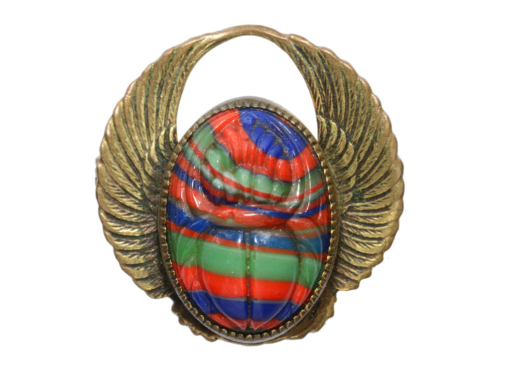 c1920 Winged Glass Scarab (on white background)