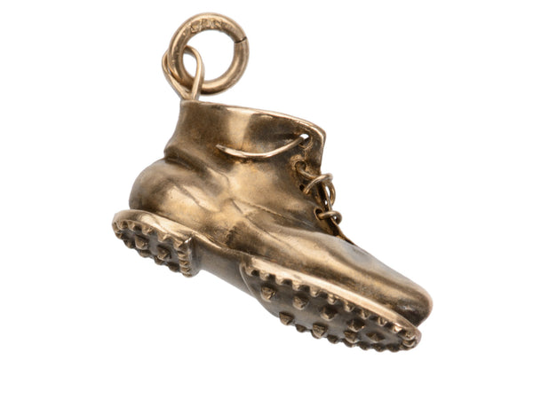 c1940 Rose Gold Hiking Boot Charm (shown on white background)