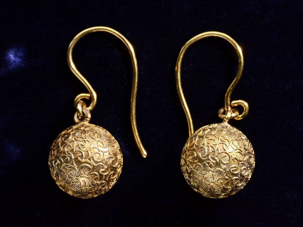 c1880 Etruscan Revival Earrings (on black background)