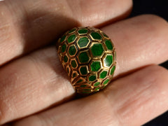 thumbnail of c1970 Domed Enamel Ring (on finger for scale)