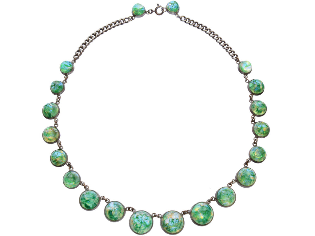 c1930 Iridescent Green Necklace (on white background)