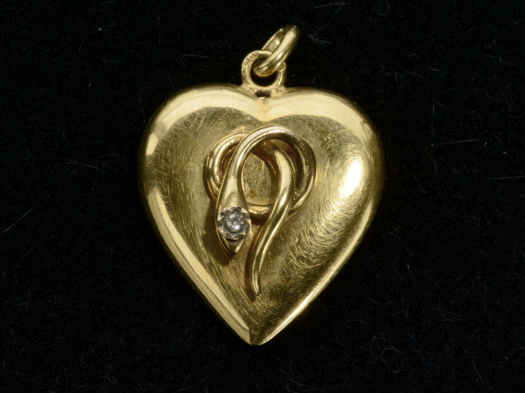 c1890 Snake Heart Pendant (on black background)