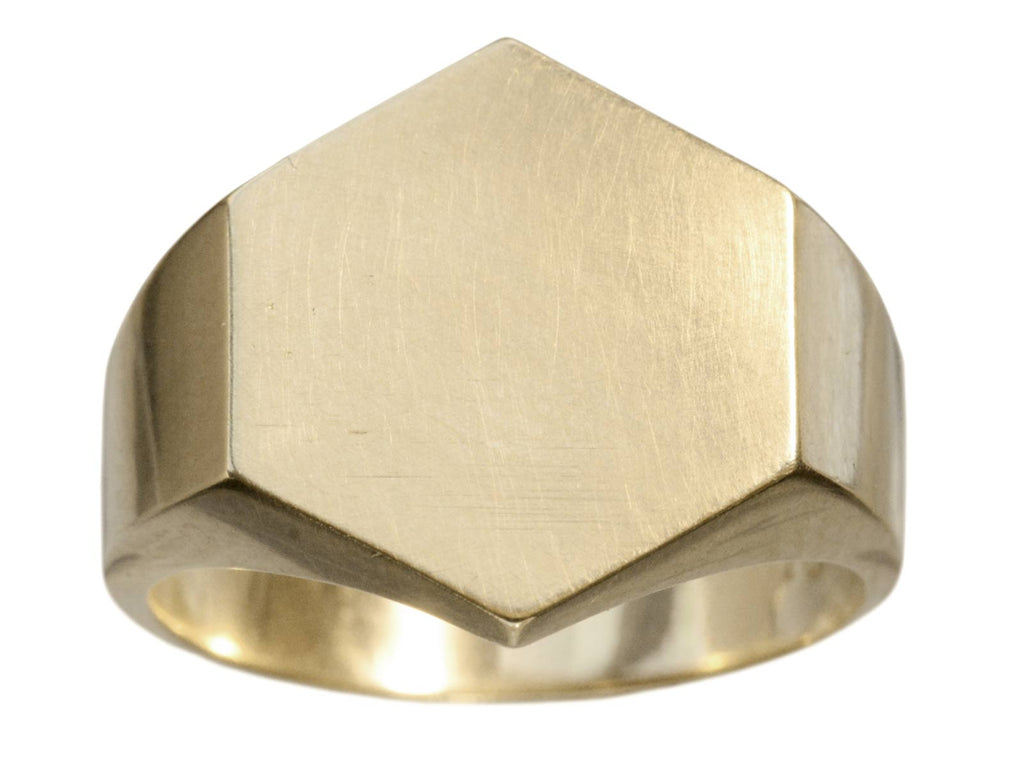 c1970 Hexagonal Signet Ring (on white background)