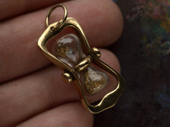 thumbnail of c1970 Yellow Gold Hourglass Pendant with Gold Flakes inside glass (on hand)