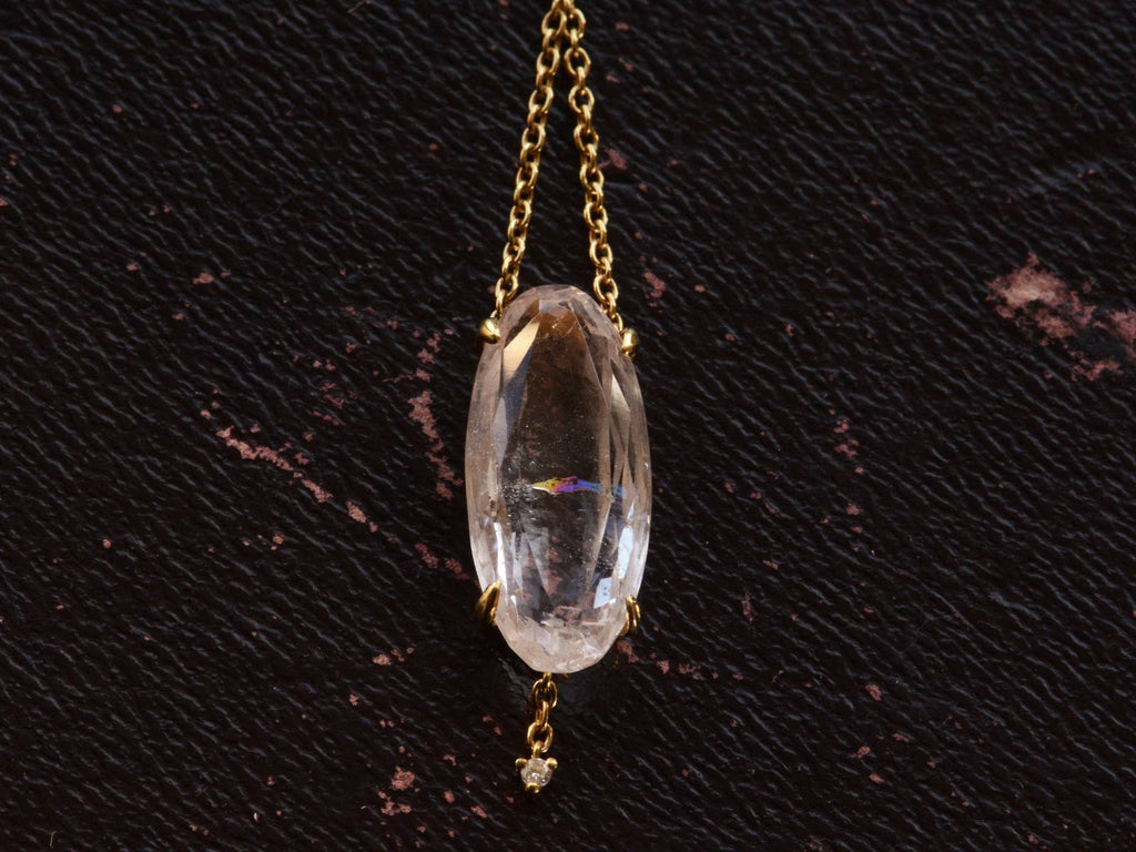 Detail of H Stern Kunzite Pendant Necklace (on dark background)