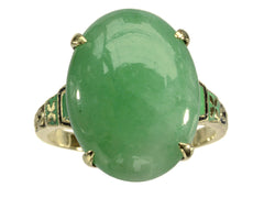 c1920 Art Deco Jade Ring (on white back)