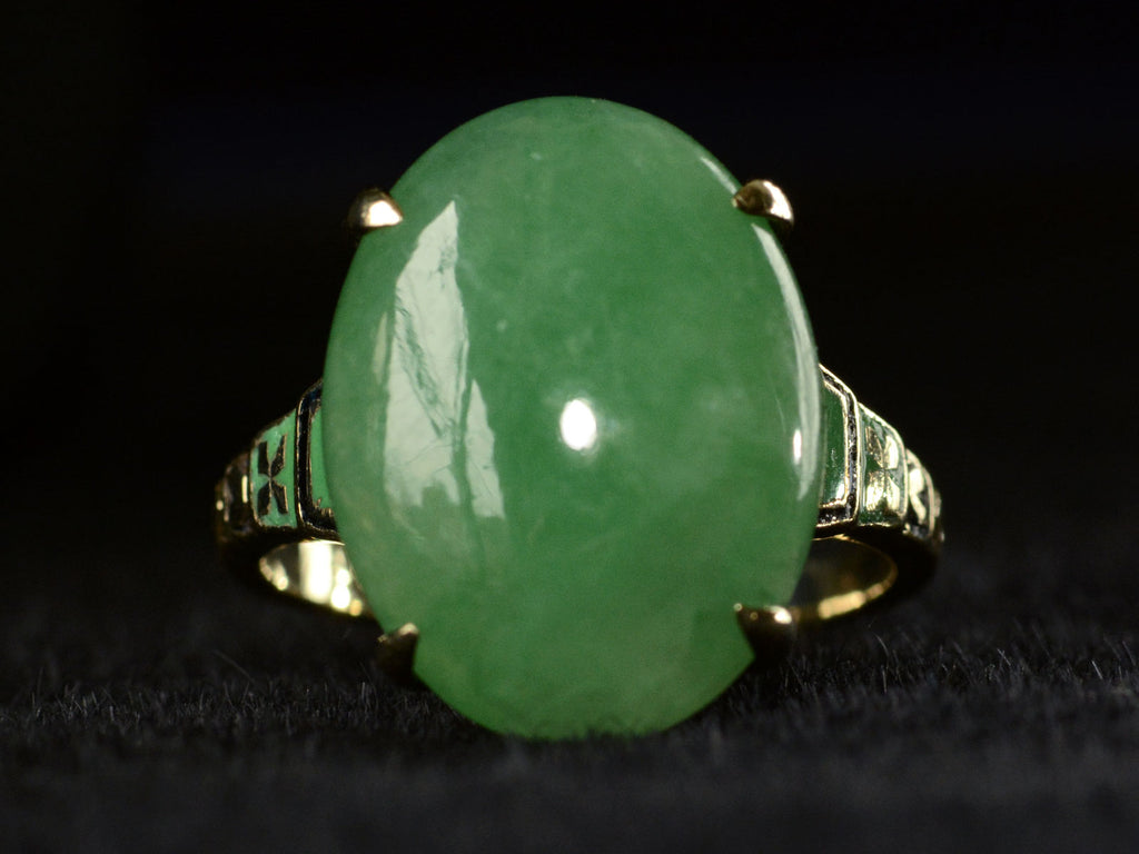 c1920 Art Deco Jade Ring (on black background)