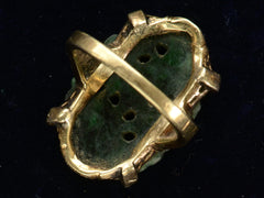 thumbnail of c1920 Carved Jade Ring in Yellow Gold (inside view on black background)