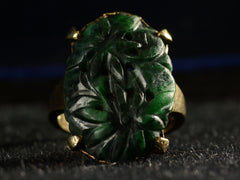 thumbnail of c1920 Carved Jade Ring in Yellow Gold (front detail view)