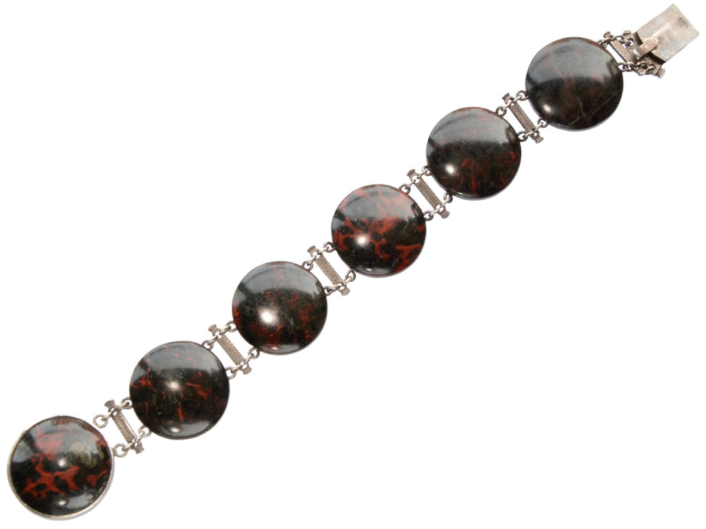 c1890 Red and Black Jasper Bracelet (on white background)