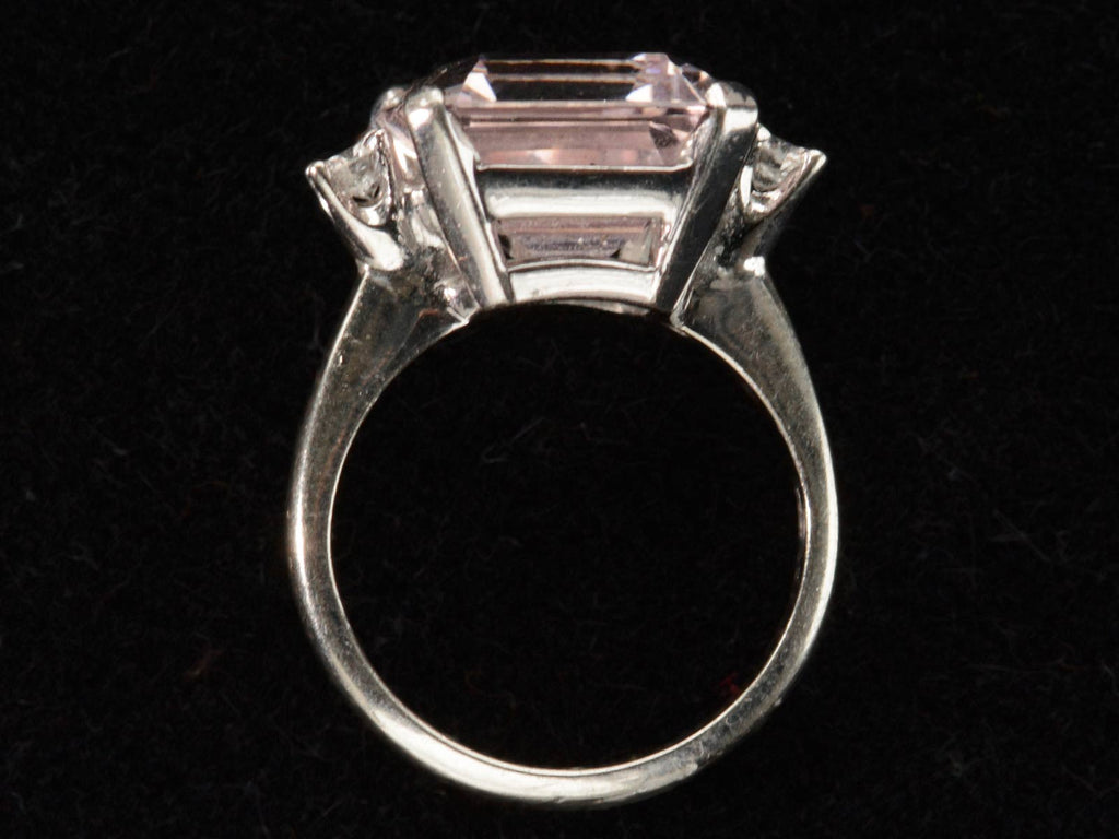 Side profile view of c1950 Kunzite & Diamond Ring (on black background)