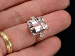 thumbnail of c1950 Kunzite & Diamond Ring (on finger for scale)