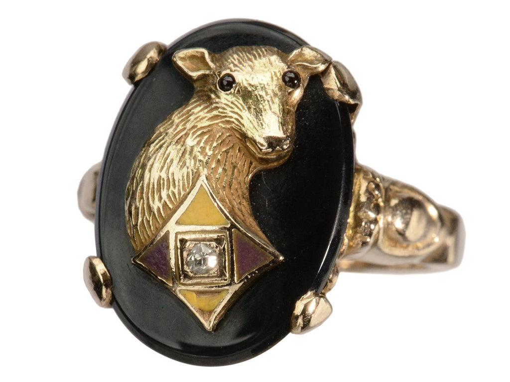 Right angled view c1930 Lamb Signet Ring (on white background)