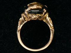 thumbnail of Side profile view c1930 Lamb Signet Ring (on black background)