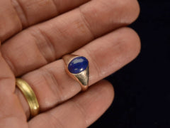 thumbnail of c1920 Lapis Cabochon Ring (on finger for scale)