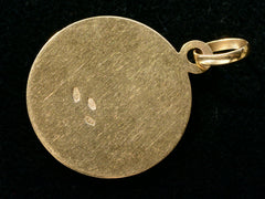 thumbnail of A vintage 18K yellow gold medal with the stamps on the back reading "750" "UNO AR" and "1 AR"
