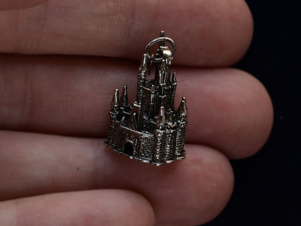 c1990 Silver Disney Castle Charm (on hand for scale) 