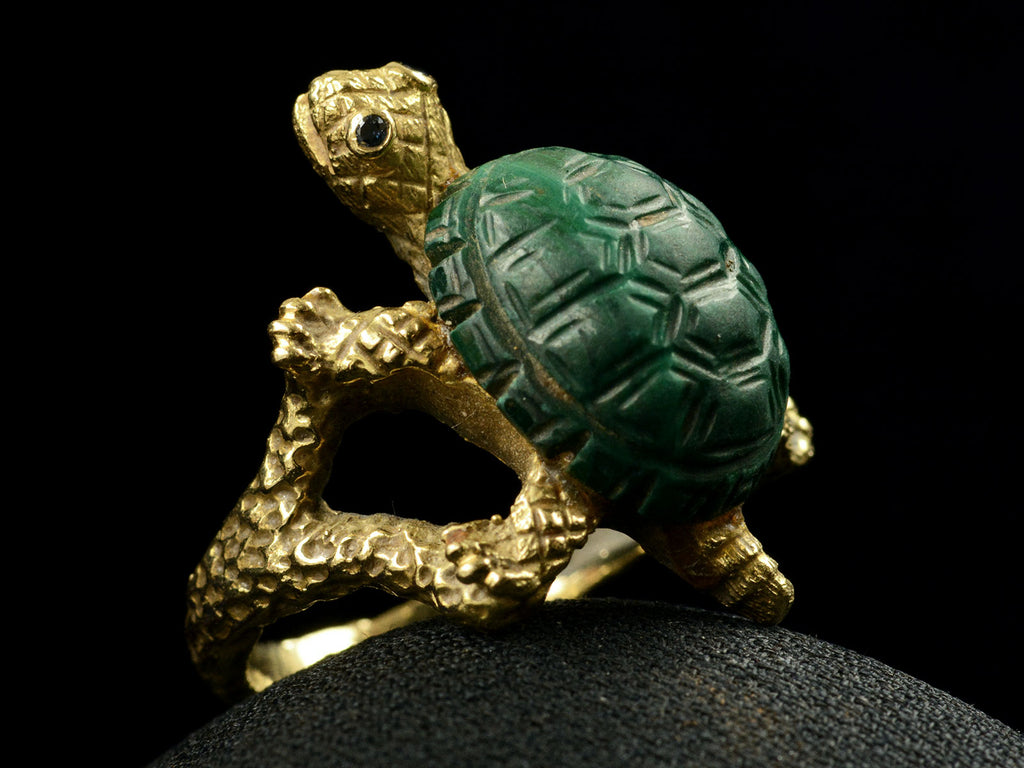 c1970 Malachite Turtle Ring (side view)