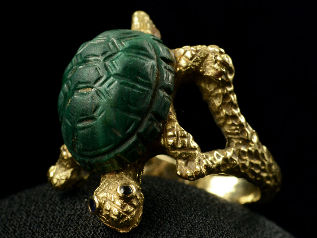 c1970 Malachite Turtle Ring (top view)