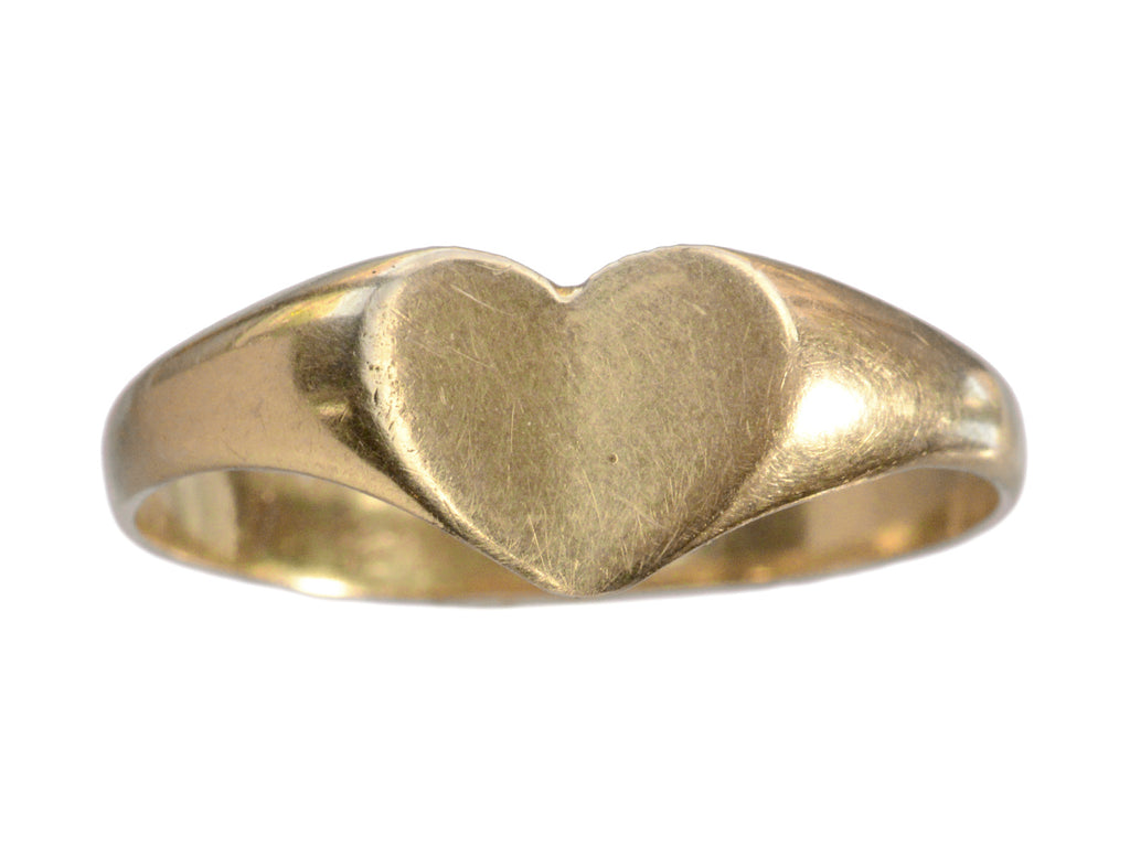 c1920 Heart Signet Ring (on white background)