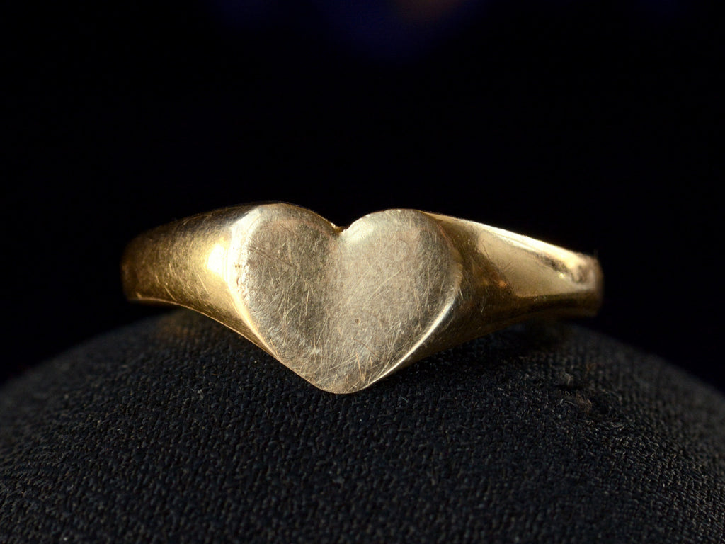 c1920 Heart Signet Ring (on black background)