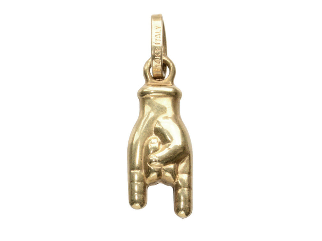 c1980 Gold Mano Cornuto Charm (on white background)