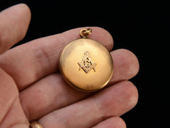 thumbnail of c1900 Masonic Paste Locket(detail showing monogram on back)