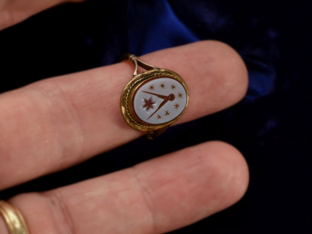 c1900 Masonic Intaglio Ring (on finger for scale)