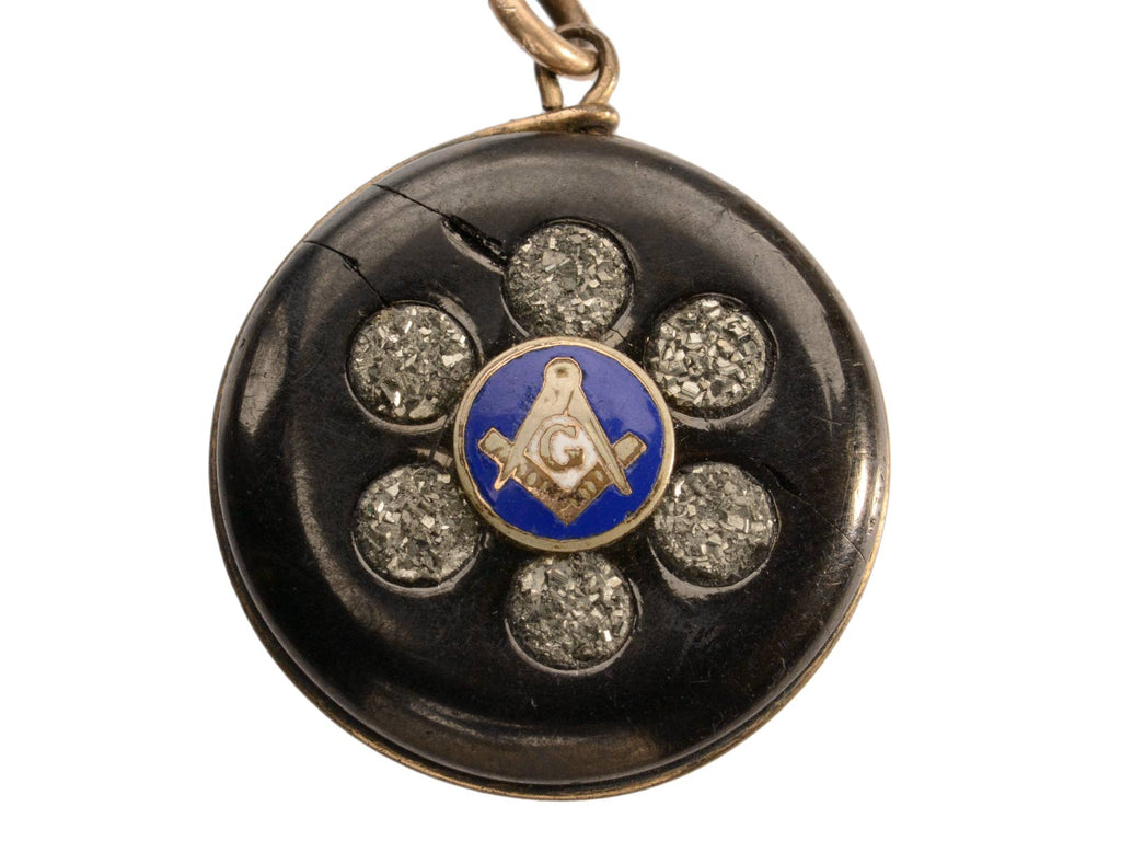 c1890 Masonic Pyrite Pendant (on white background)