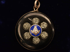 thumbnail of c1890 Masonic Pyrite Pendant (on black background)