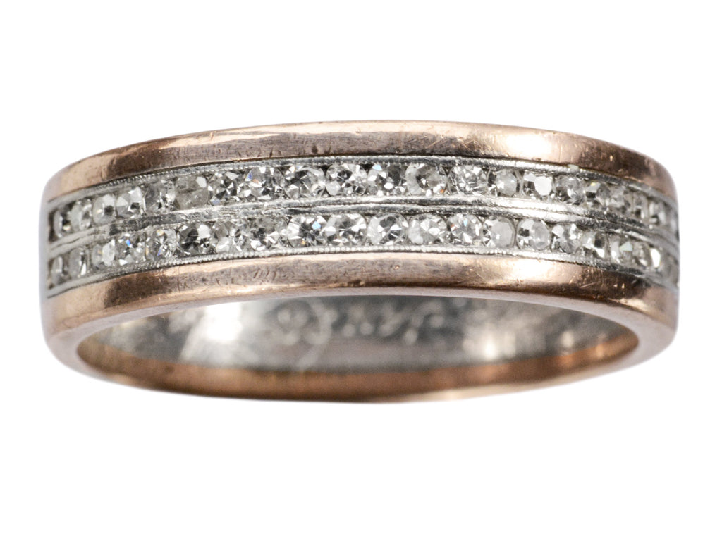 Vintage Men's Diamond Band in Platinum and Rose Gold (shown on white background)