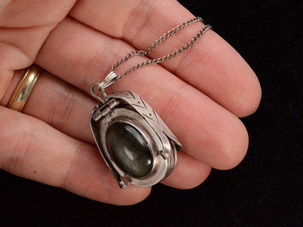 c1970 Mexican Silver Locket (on hand for scale)