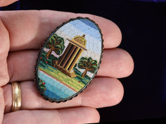 thumbnail of c1870 Micromosaic Brooch (on hand for scale)