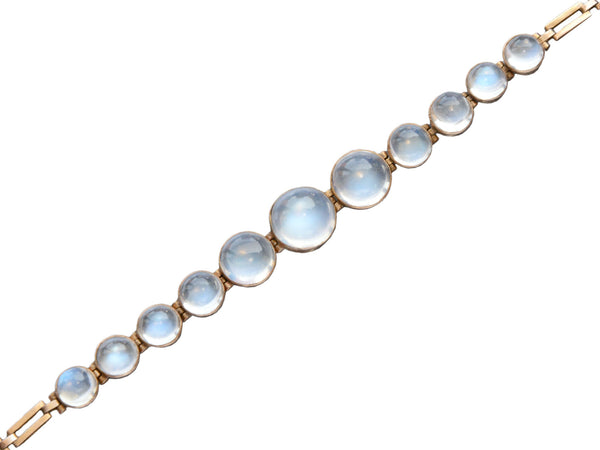 Detail of c1900 Antique Edwardian Moonstone Bracelet (on white background)