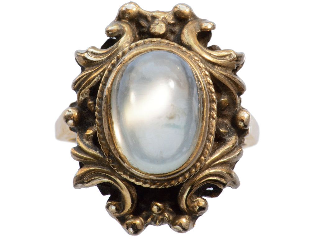 c1920 Nouveau Moonstone and Gold Ring (on white background)