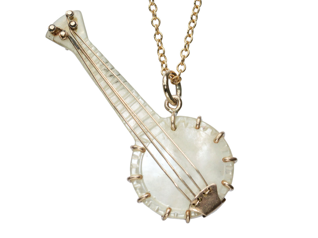 c1890 Mother of Pearl Banjo (on white background)
