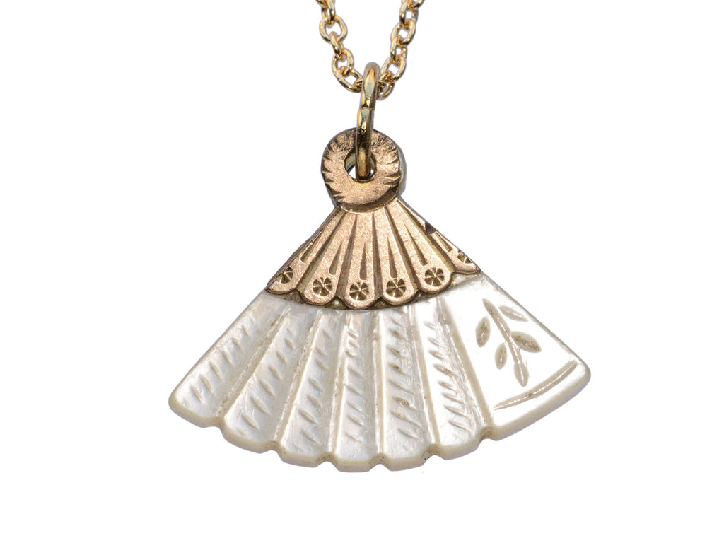 c1890 Mother of Pearl Fan (on white background)