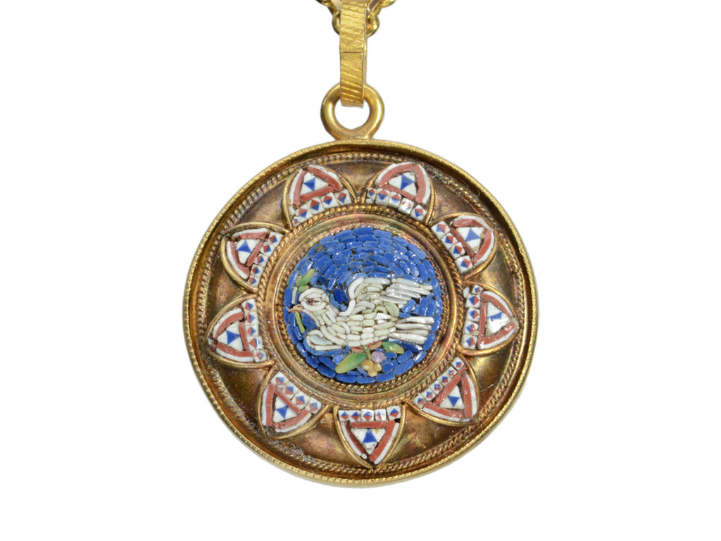c1860 Micromosaic Dove Pendant (on white background)