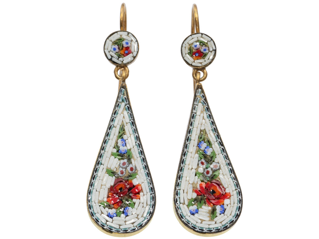c1940 Mosaic Drop Earrings (on white background)