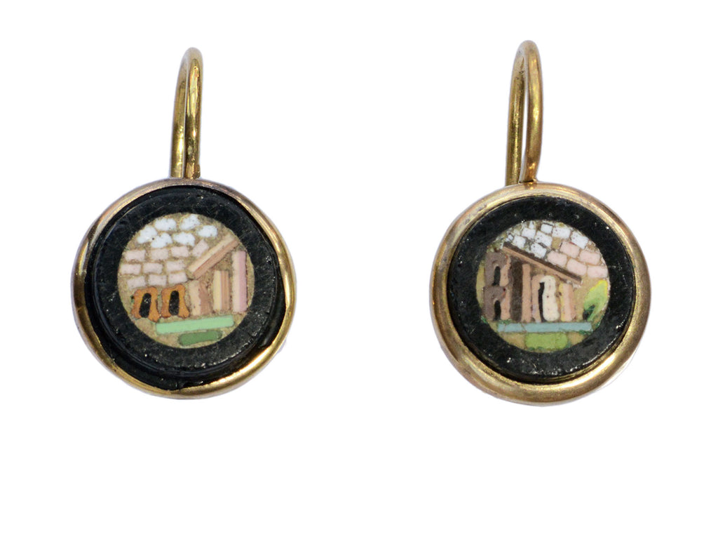 c1880 Micromosaic Earrings #3 (on white background)